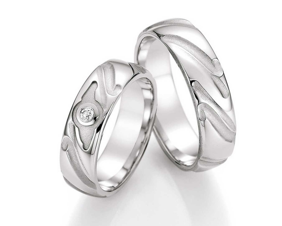 Trauringe aus Palladium 55-30090+55-30100 mit Diamanten Trauringe aus Palladium 55-30090+55-30100 mit Diamanten