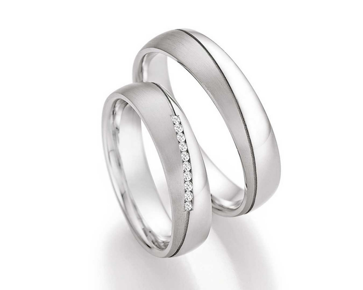 Trauringe aus Palladium 55-30170+55-30180 mit Diamanten Trauringe aus Palladium 55-30170+55-30180 mit Diamanten