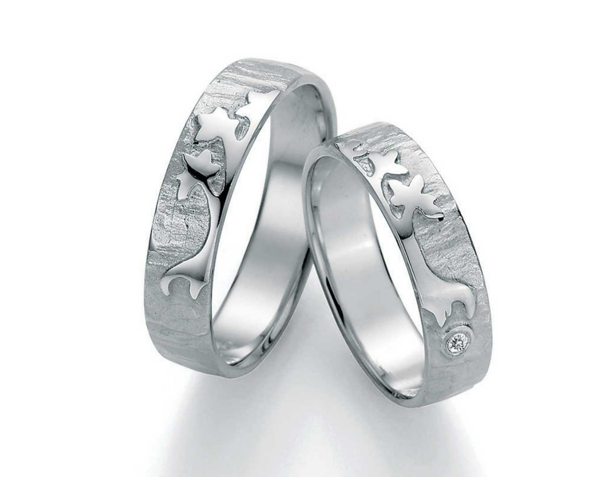 Trauringe aus Weißgold 66-51090+66-51100 mit Diamanten Trauringe aus Weißgold 66-51090+66-51100 mit Diamanten