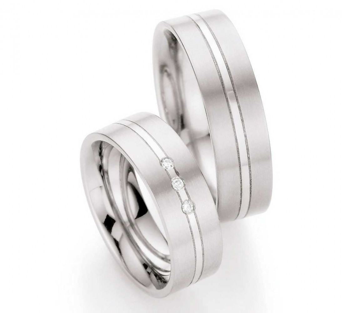 Trauringe aus Titan 77/07130+77/07130 mit Diamanten Trauringe aus Titan 77/07130+77/07130 mit Diamanten