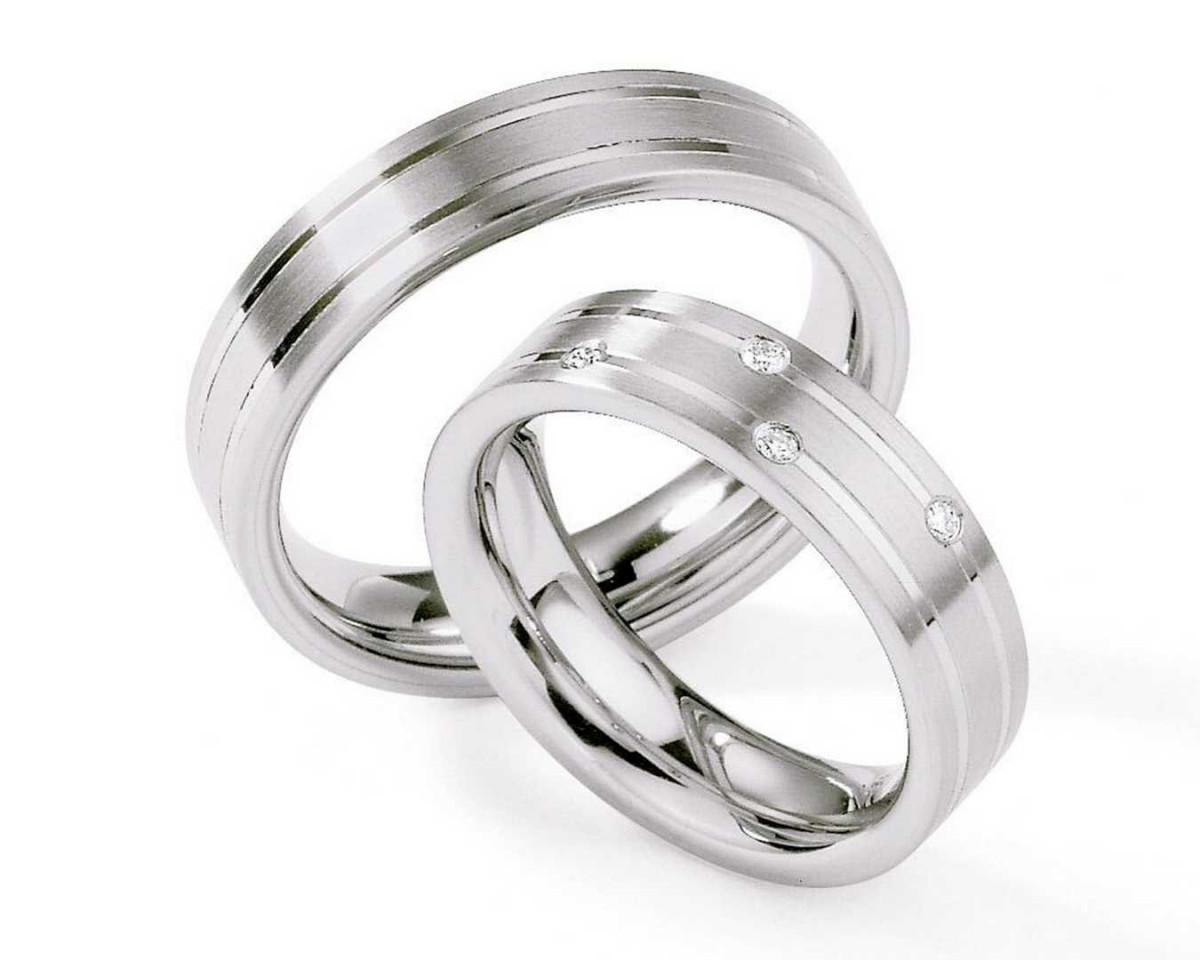 Trauringe aus Edelstahl 88-01260+88-01260 mit Diamanten Trauringe aus Edelstahl 88-01260+88-01260 mit Diamanten