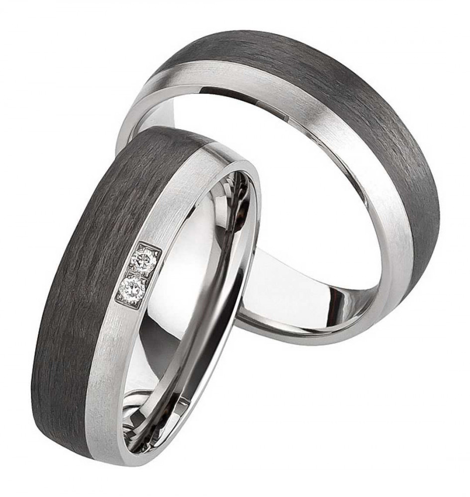 Titan Carbonringe AB3846-AB3847 mit Diamanten und Gravur Titan Carbonringe AB3846-AB3847 mit Diamanten und Gravur