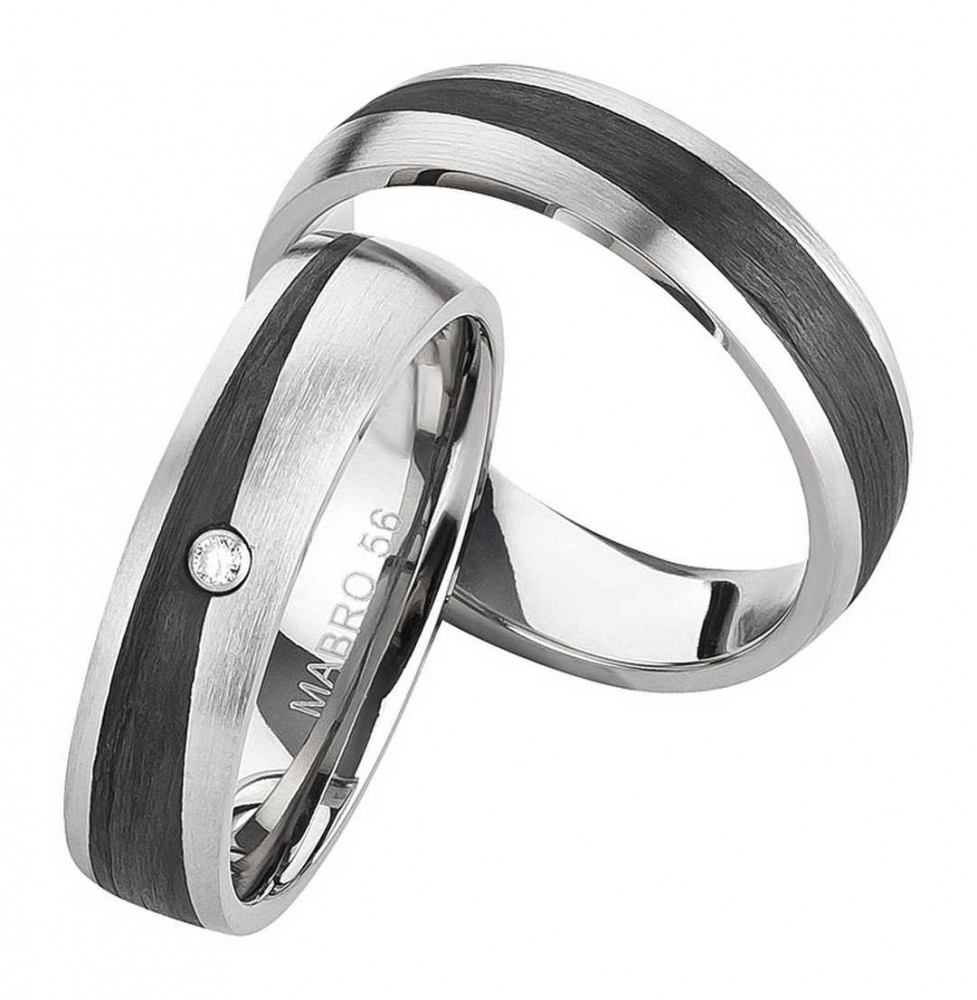 Titan Carbonringe AB3848-AB3849 mit Diamanten und Gravur