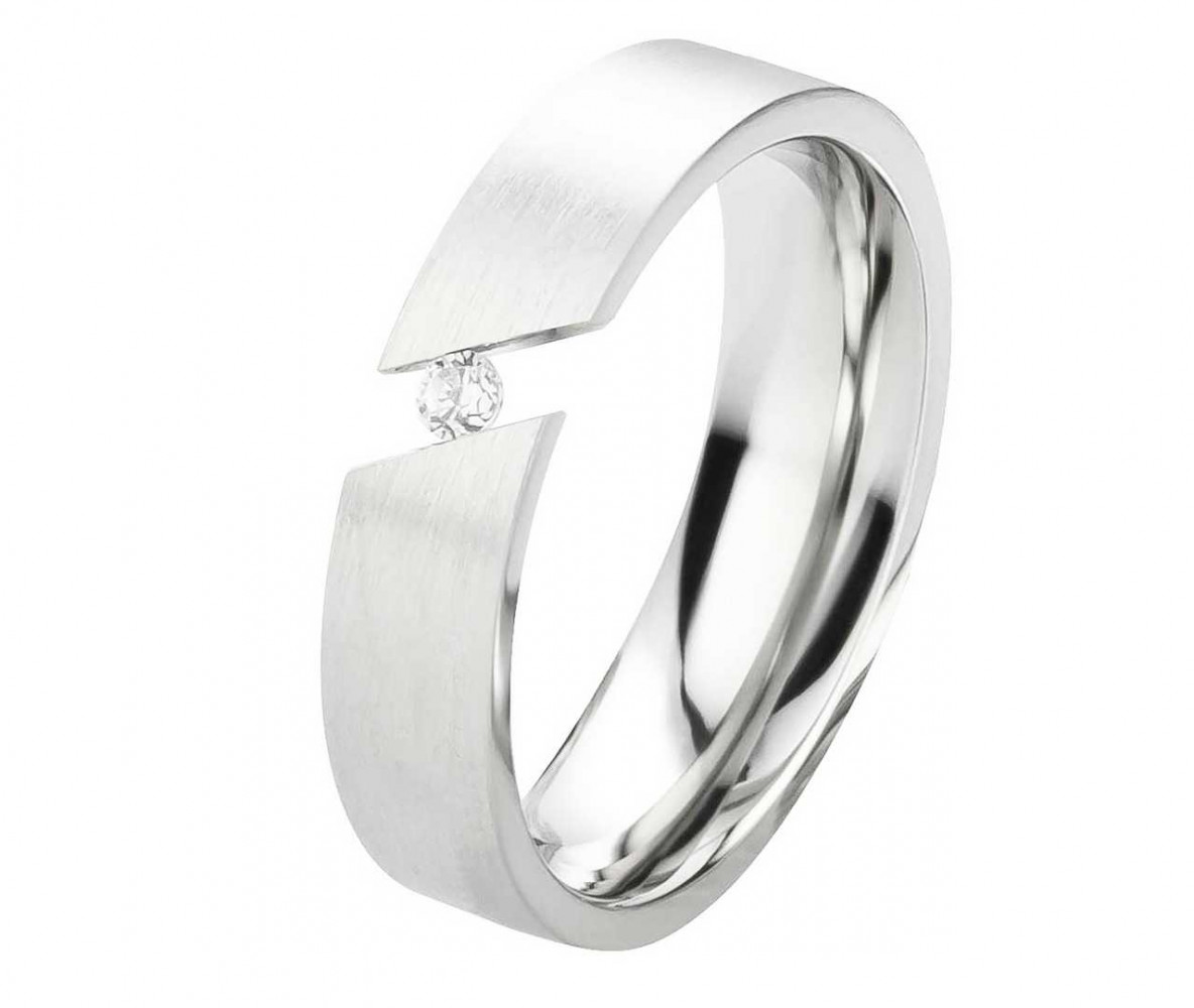 Damenring Edelstahl DE034 mit Zirkonia