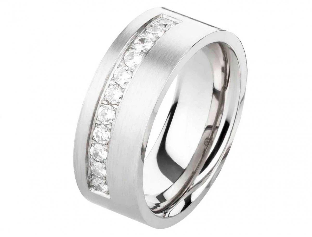 Damenring Edelstahl DE141 mit Zirkonias Damenring Edelstahl DE141 mit Zirkonias