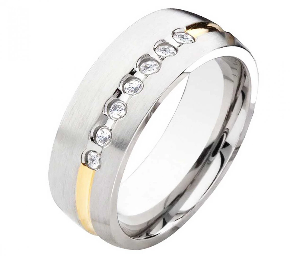 Damenring Edelstahl DE146 mit Zirkonias Damenring Edelstahl DE146 mit Zirkonias