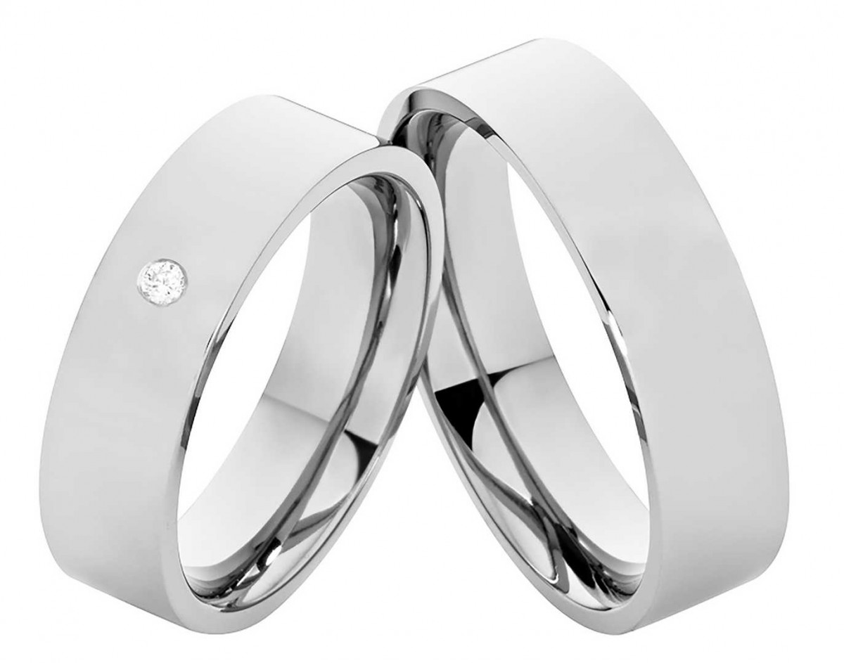 Partnerringe Edelstahlringe PE347 mit Diamant und Gravur Partnerringe Edelstahlringe PE347 mit Diamant und Gravur