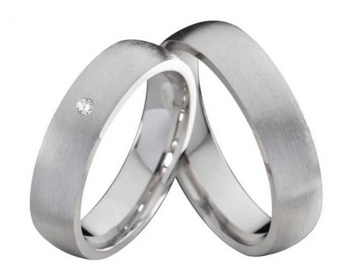 Partnerringe Silberringe PS138 mit Zirkonia oder Diamant