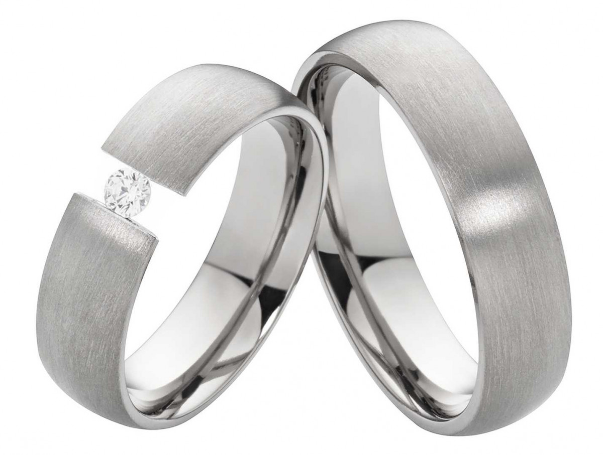 Partnerringe Titanringe PT006 mit Zirkonia