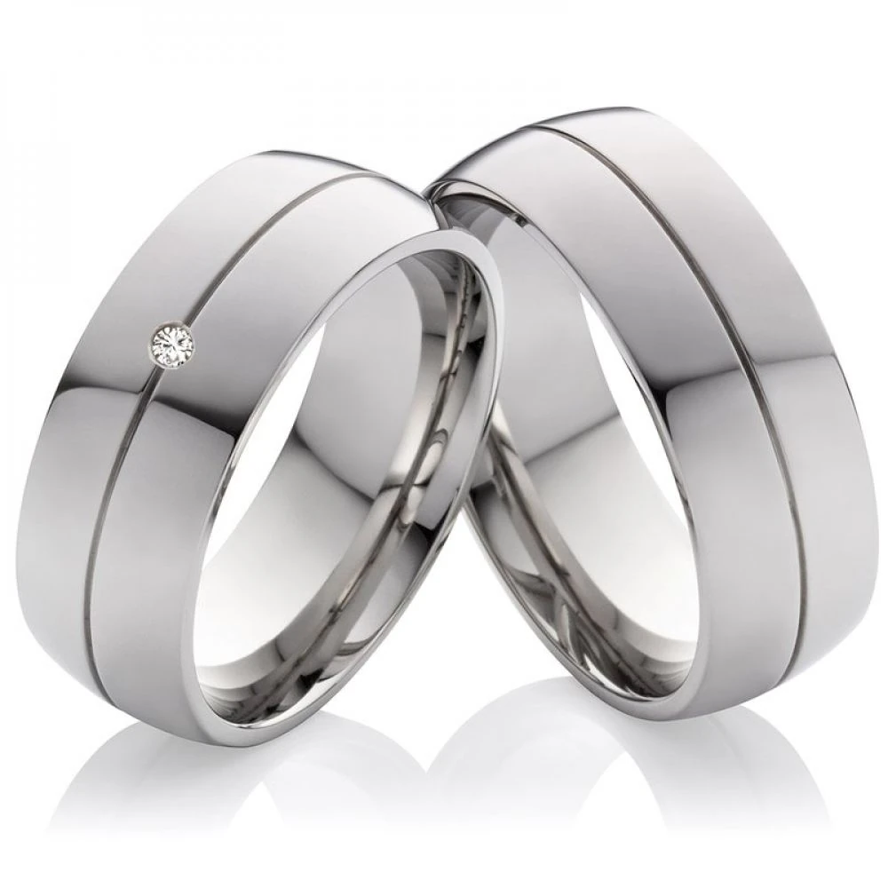 Edelstahlringe MOR2 mit Zirkonia-diamant