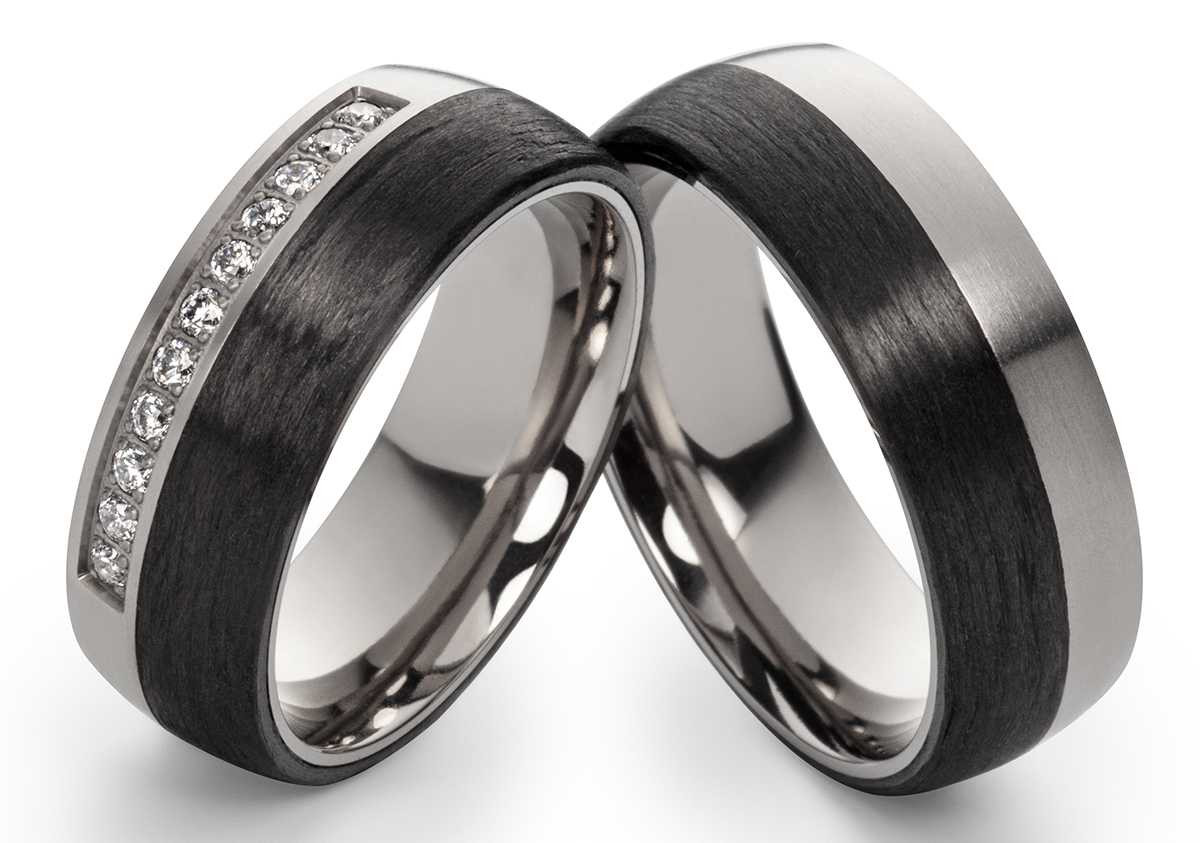 Titan Carbonringe CT02 mit Zirkonias oder Diamanten Titan Carbonringe CT02 mit Zirkonias oder Diamanten