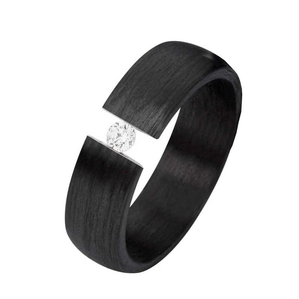 Trauringe Carbon C004 mit Diamant – Elegant & Zeitlos