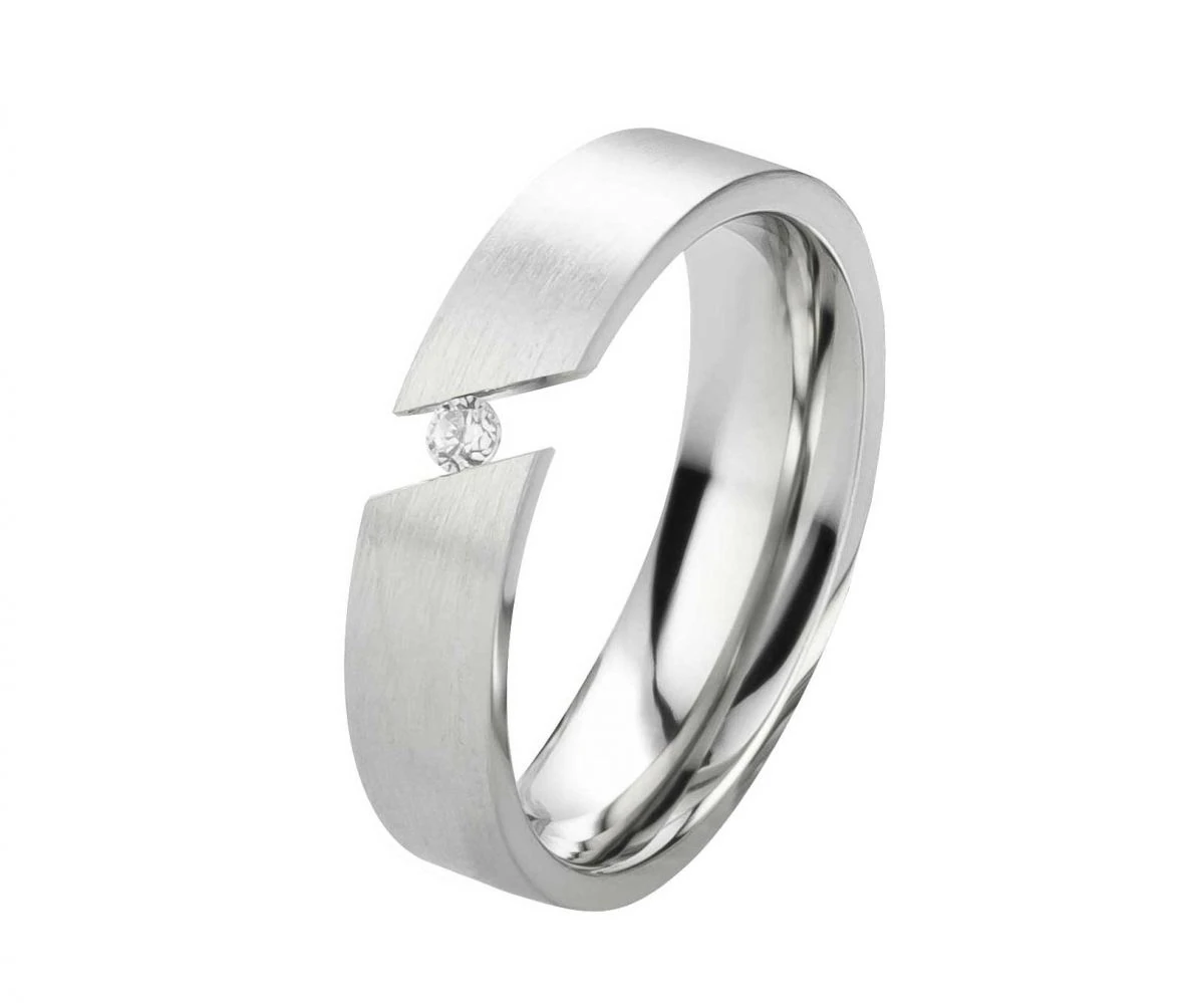 Damenring Edelstahl DE034 mit Zirkonia