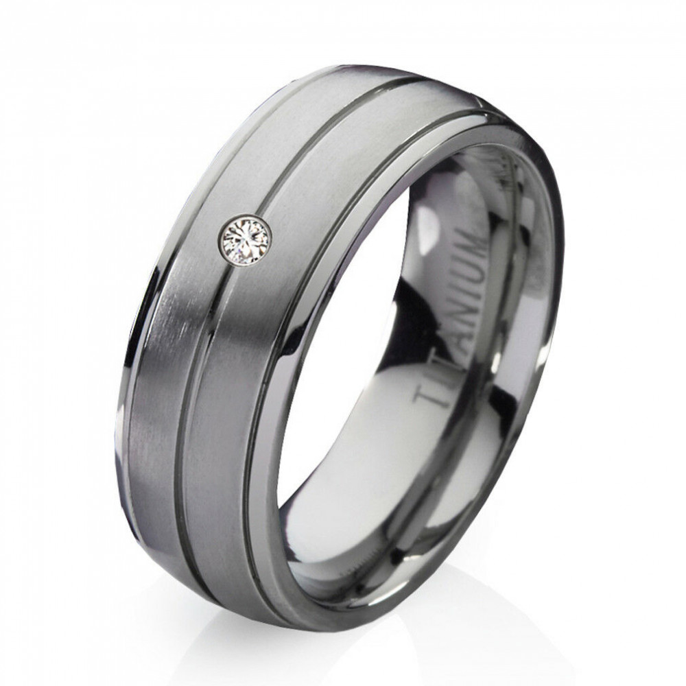 Damenring Titanring DT044 mit Zirkonia und Gravur