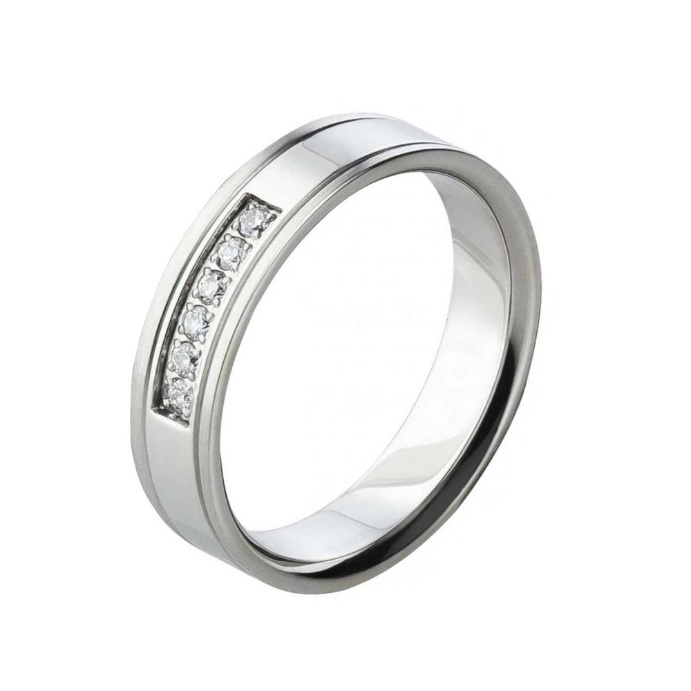 Titanringe AB1586-AB1587 mit Zirkonia, 5mm breit