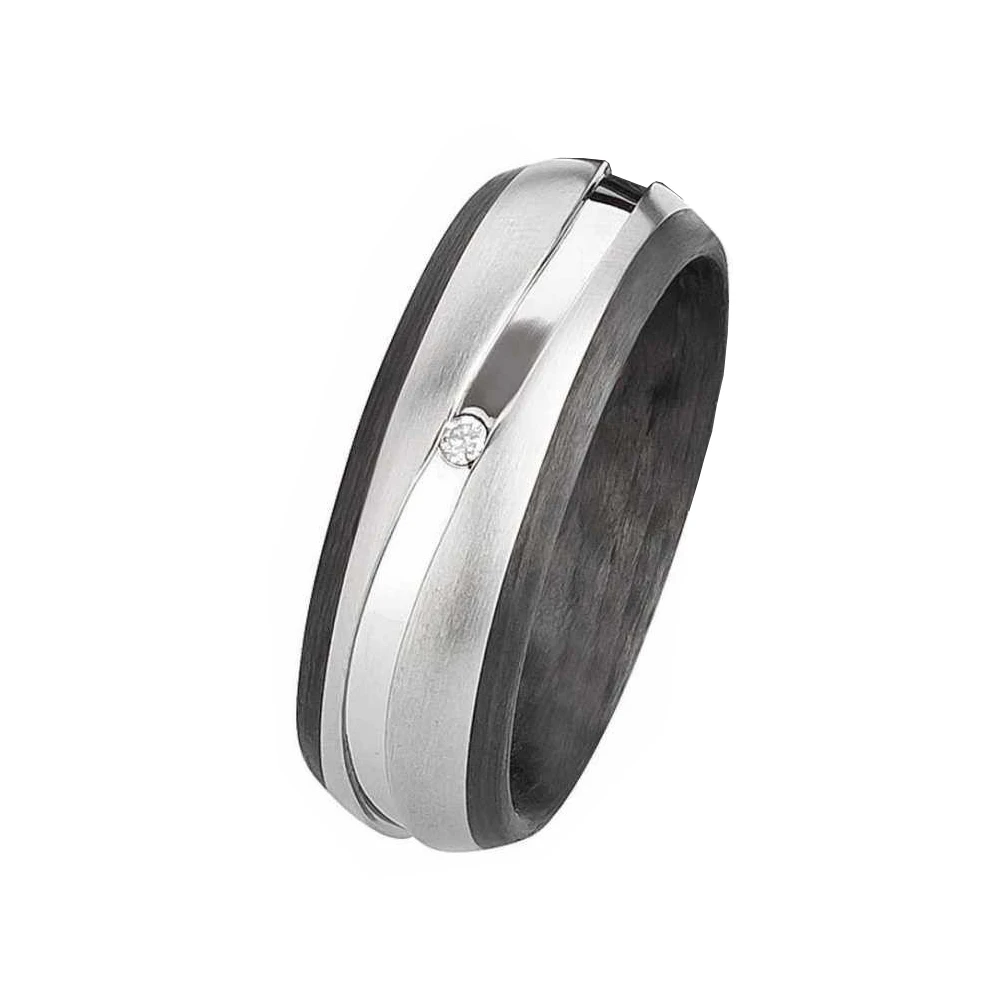 Elegante Carbon-Titan-Ringe AB3850-AB3851 mit Diamant