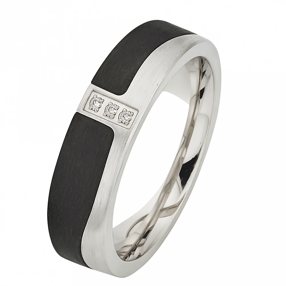 Silber Carbonring SR1942 mit Diamanten