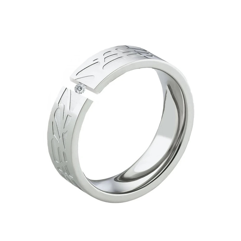 Edelstahlring LUC50 mit Diamant und Etui