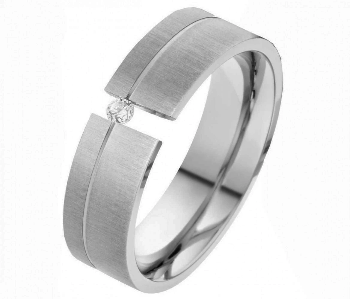 Damenring Edelstahl DE216 mit Zirkonia