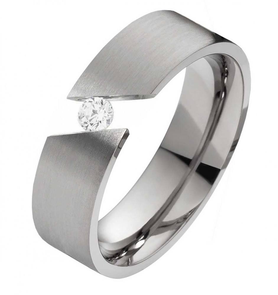 Massive Titanringe T048-HT020 mit Zirkonia