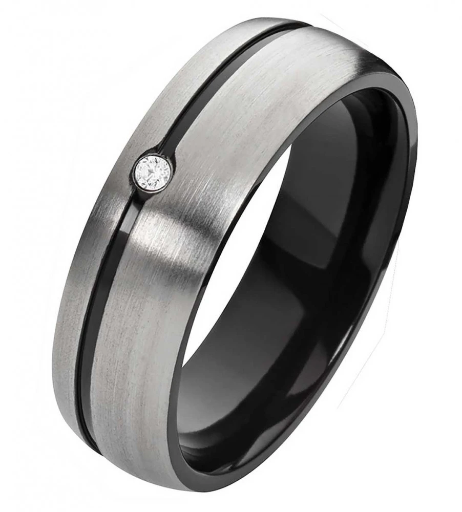 Damenring Titanring DT056 mit Zirkonia und Gravur Damenring Titanring DT056 mit Zirkonia und Gravur