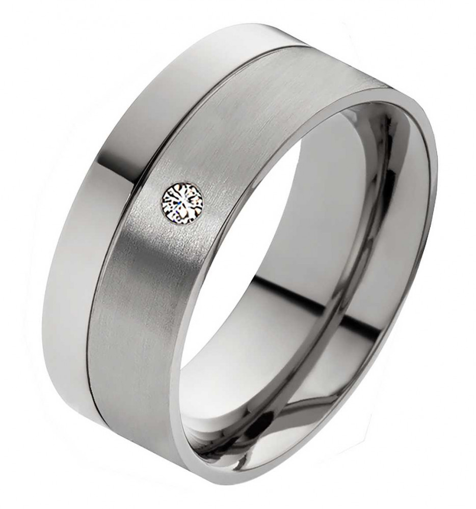 Damenring Titanring DT082 mit Zirkonia und Gravur