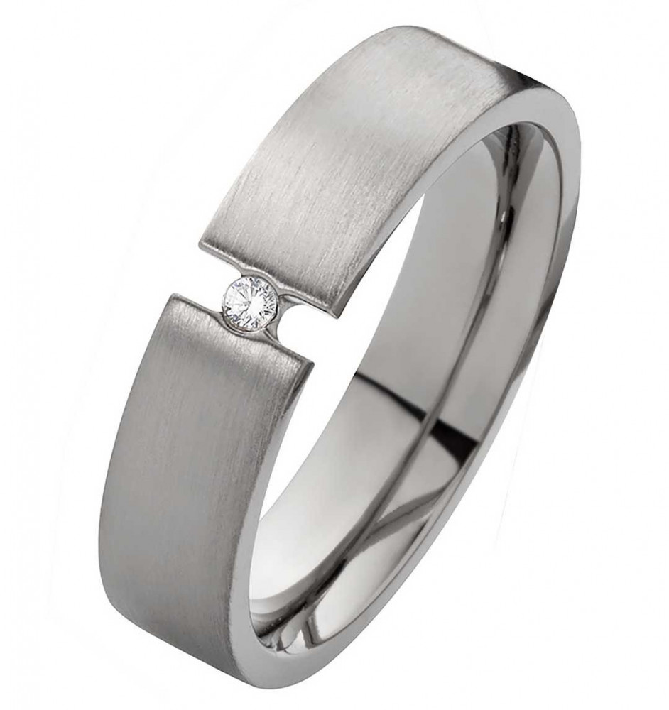 Damenring Titanring DT159 mit Zirkonia und Gravur Damenring Titanring DT159 mit Zirkonia und Gravur