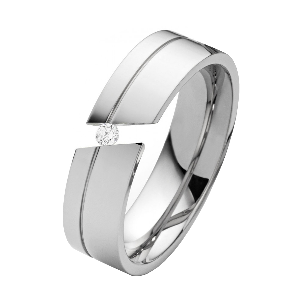 Damenring Edelstahl DE019 mit Zirkonia