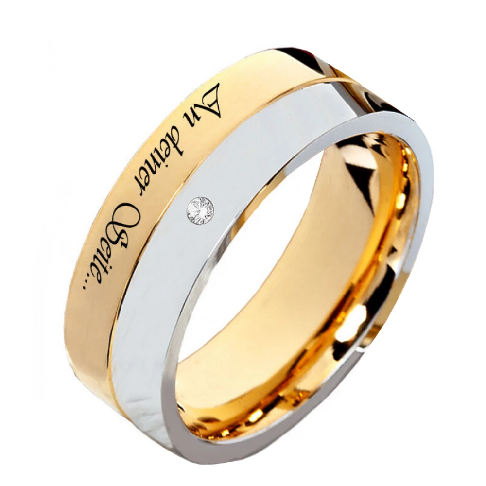 Edelstahlringe E070 mit Außengravur und Zirkonia oder Diamant Edelstahlringe E070 mit Außengravur und Zirkonia oder Diamant