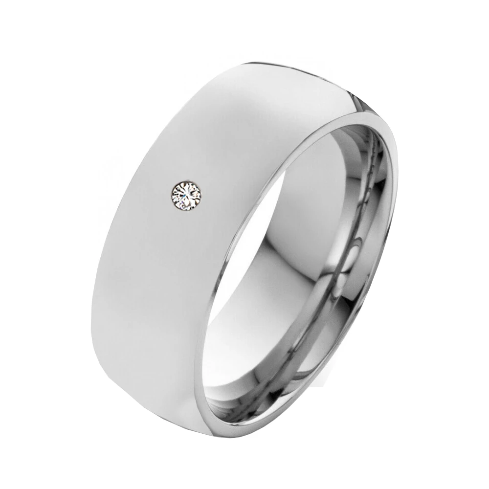 Edelstahlringe E094 mit Zirkonia oder Diamant und Gravur Edelstahlringe E094 mit Zirkonia oder Diamant und Gravur