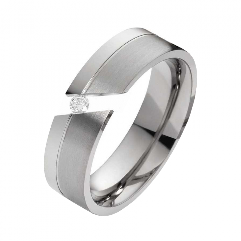 Elegante Edelstahlringe E138 mit Zirkonia und Gravur Elegante Edelstahlringe E138 mit Zirkonia und Gravur