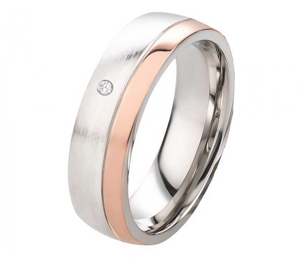 Edelstahlringe E154 mit Zirkonia oder Diamant und Gravur Edelstahlringe E154 mit Zirkonia oder Diamant und Gravur