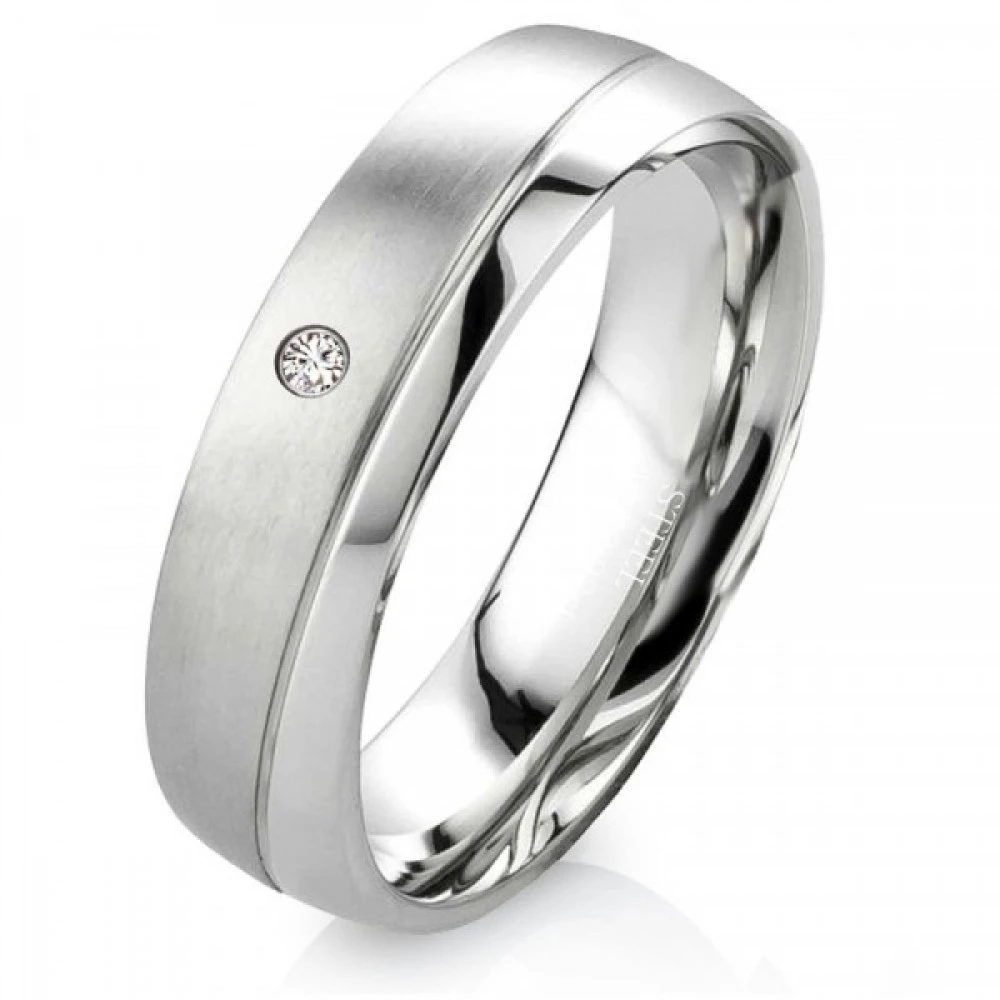 Edelstahlringe MOR13 mit Zirkonia - Diamant - Gravur Edelstahlringe MOR13 mit Zirkonia - Diamant - Gravur