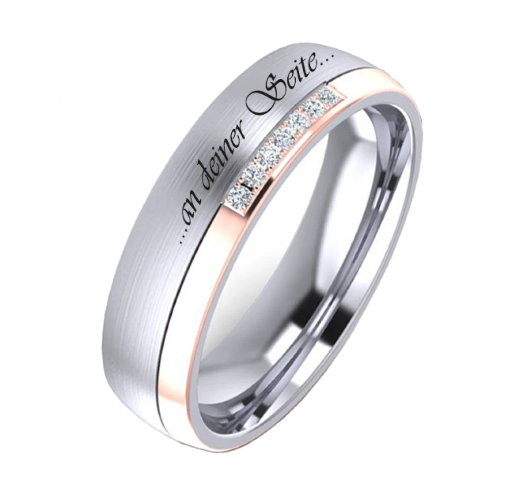 Edelstahlring E338 mit Zirkonias und Außengravur