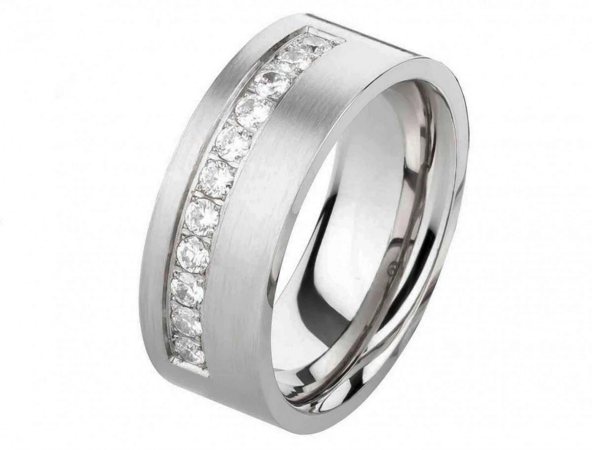 Damenring Edelstahl DE141 mit Zirkonias