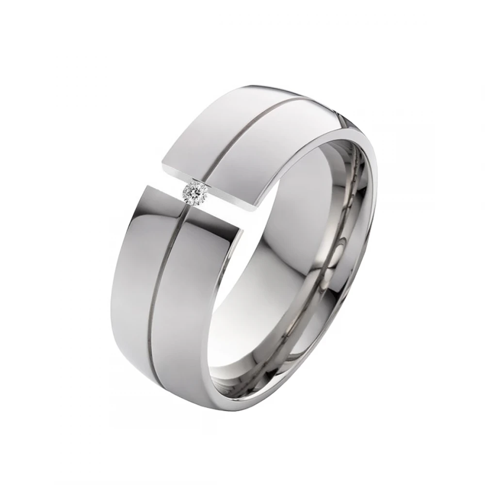 Moderne Edelstahl Ringe LUC2 mit Stein und Gravur Moderne Edelstahl Ringe LUC2 mit Stein und Gravur