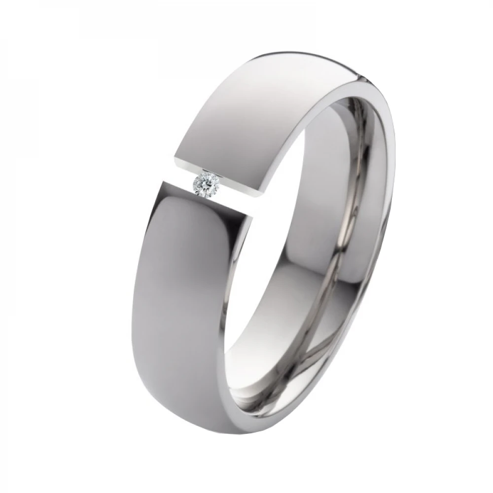 Titanring mit Diamant oder Zirkonia LUC62
