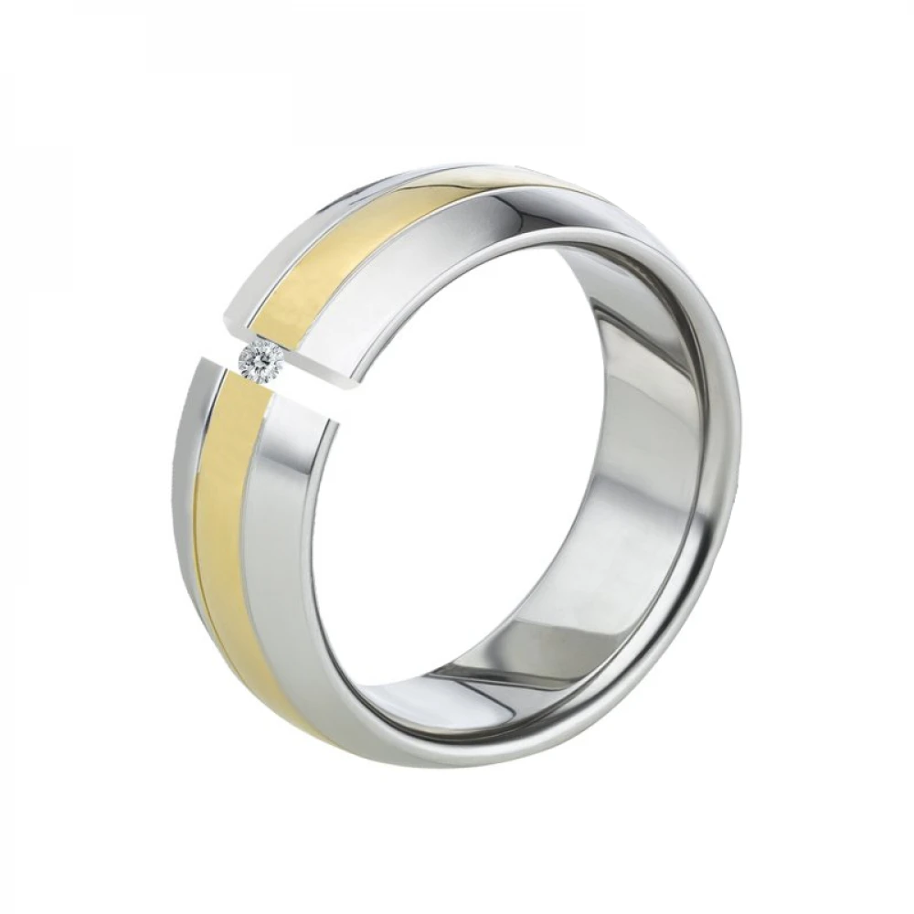 8mm breite Titanringe mit Diamant LUC67 Gravur