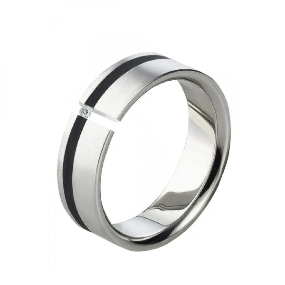 Klassischer Titanring mit schwarz LUC70