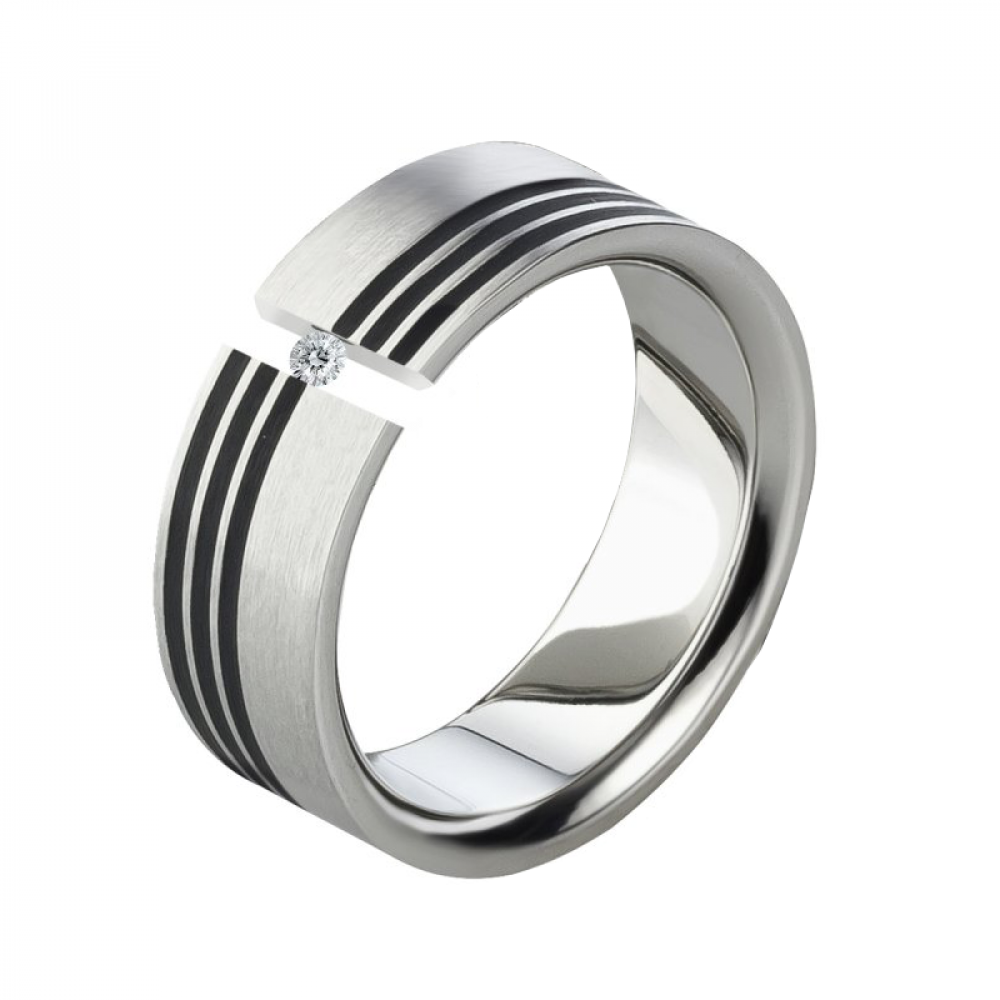 Trauringe aus Titan mit Diamanten LUC71 gravierbar