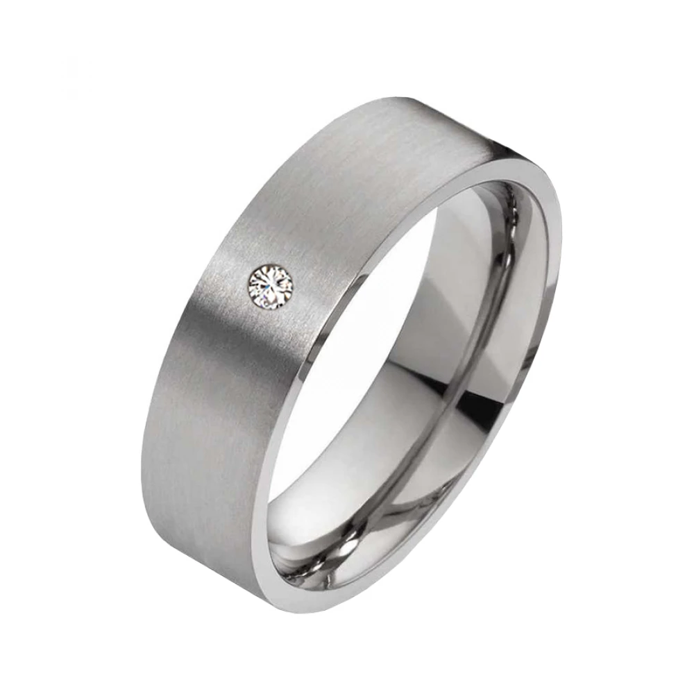 Mattierter Edelstahlring MOR26 mit Stein Gravur