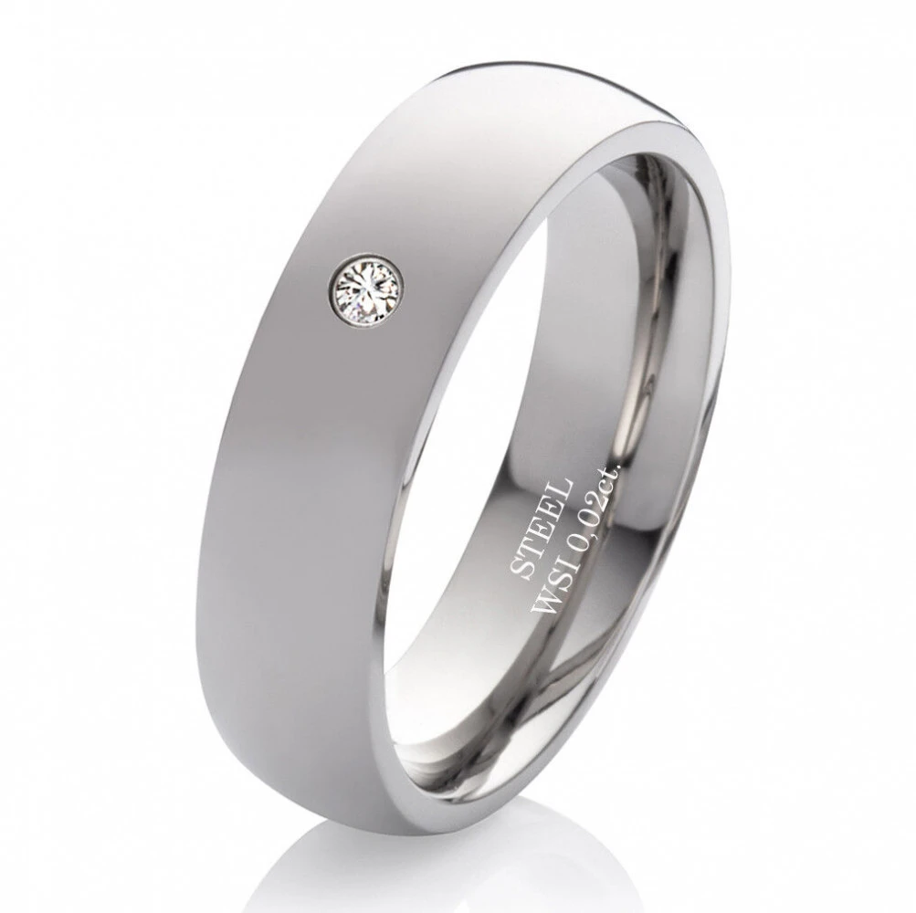 Partnerringe Titan MOR62 6mm breite und Stein Partnerringe Titan MOR62 6mm breite und Stein