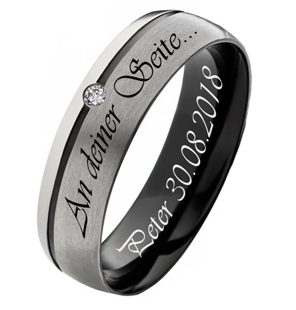 Damenring aus Titan PT005 mit schöner AUssengravur