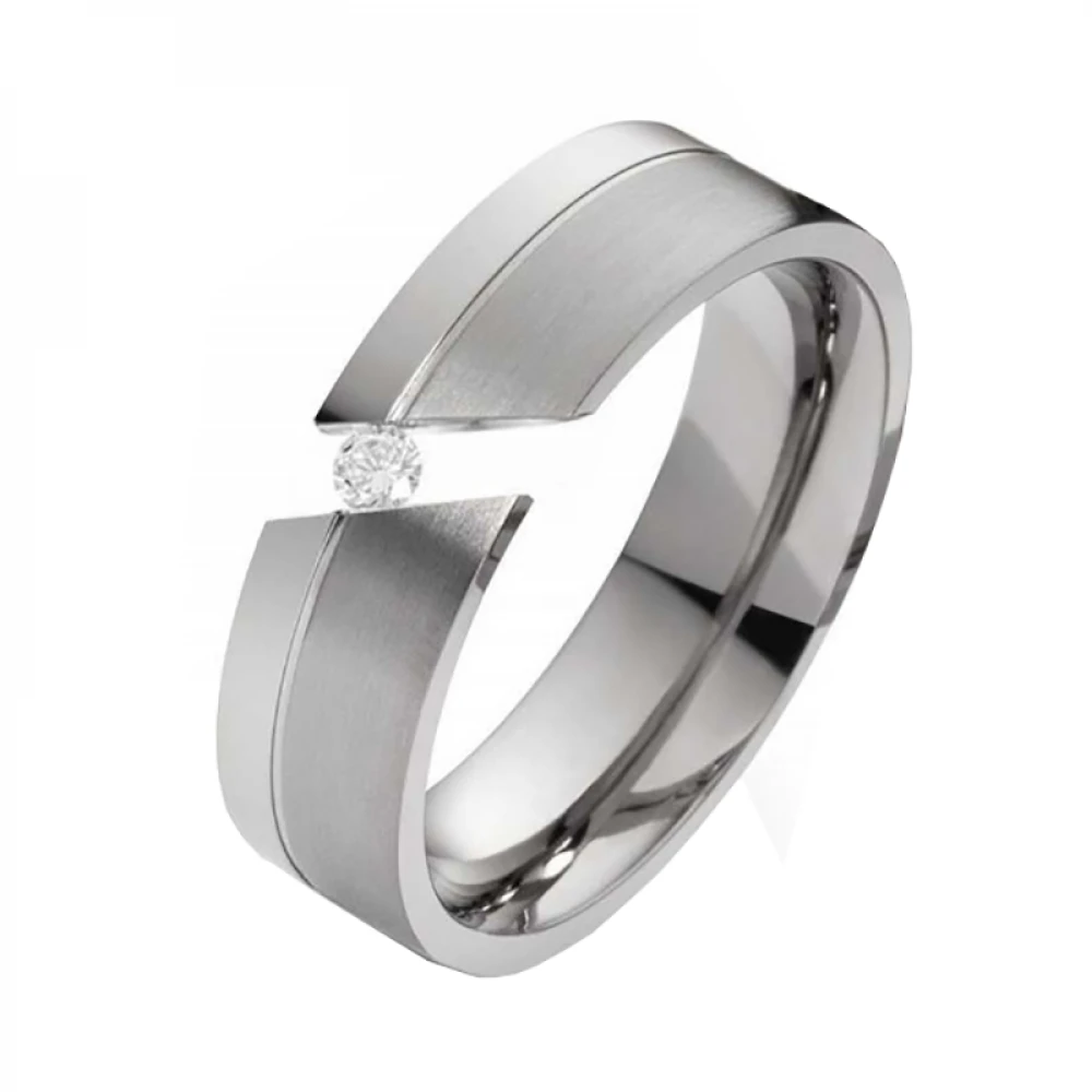 Titan Ringe Matt und poliert T054 mit Zirkonia Titan Ringe Matt und poliert T054 mit Zirkonia