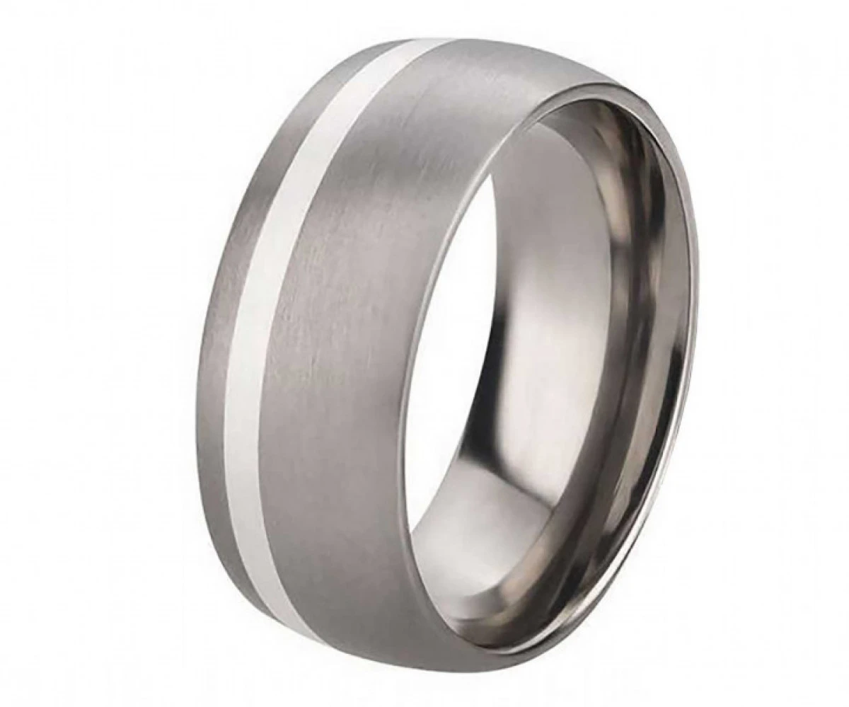 Breite Titanringe mit Silber T071 mit gratis Gravur