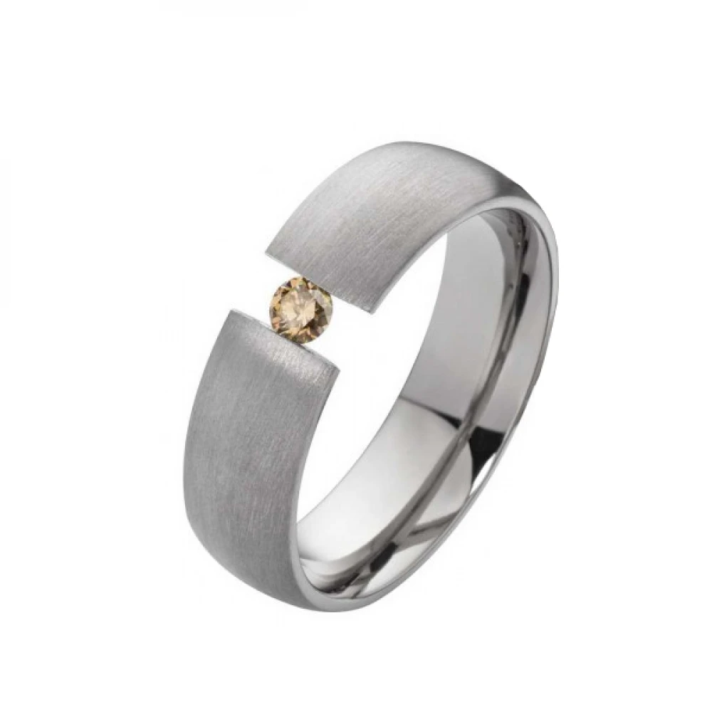 Titanring gravierbare T137 mit Diamant breite 6mm
