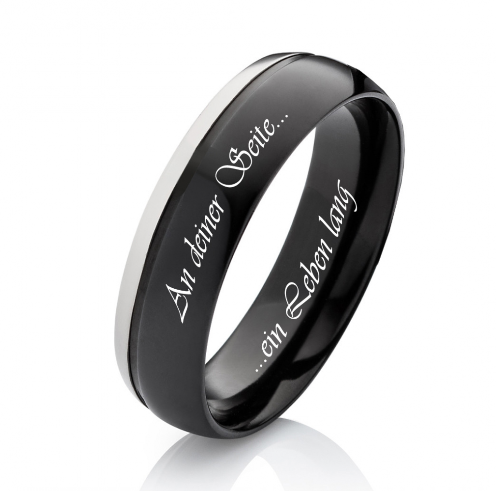 Schwarze Titanringe T174 außengravur Schwarze Titanringe T174 außengravur
