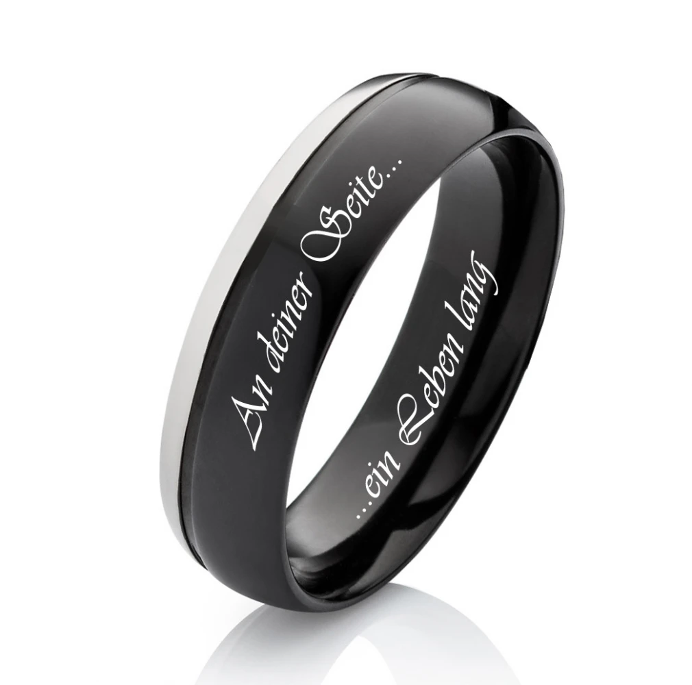 Schwarzer Titanring T174 außengravur