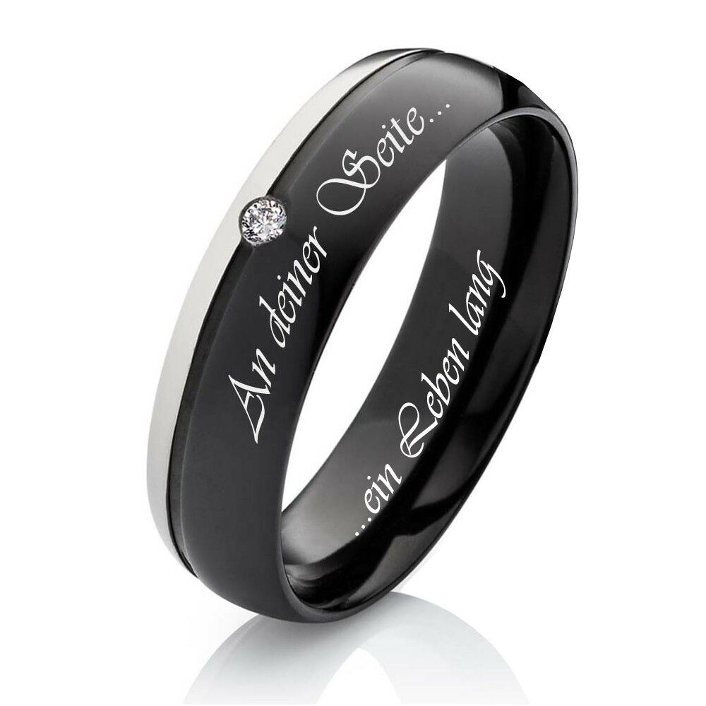 Titanring schwarz Außengravur T059