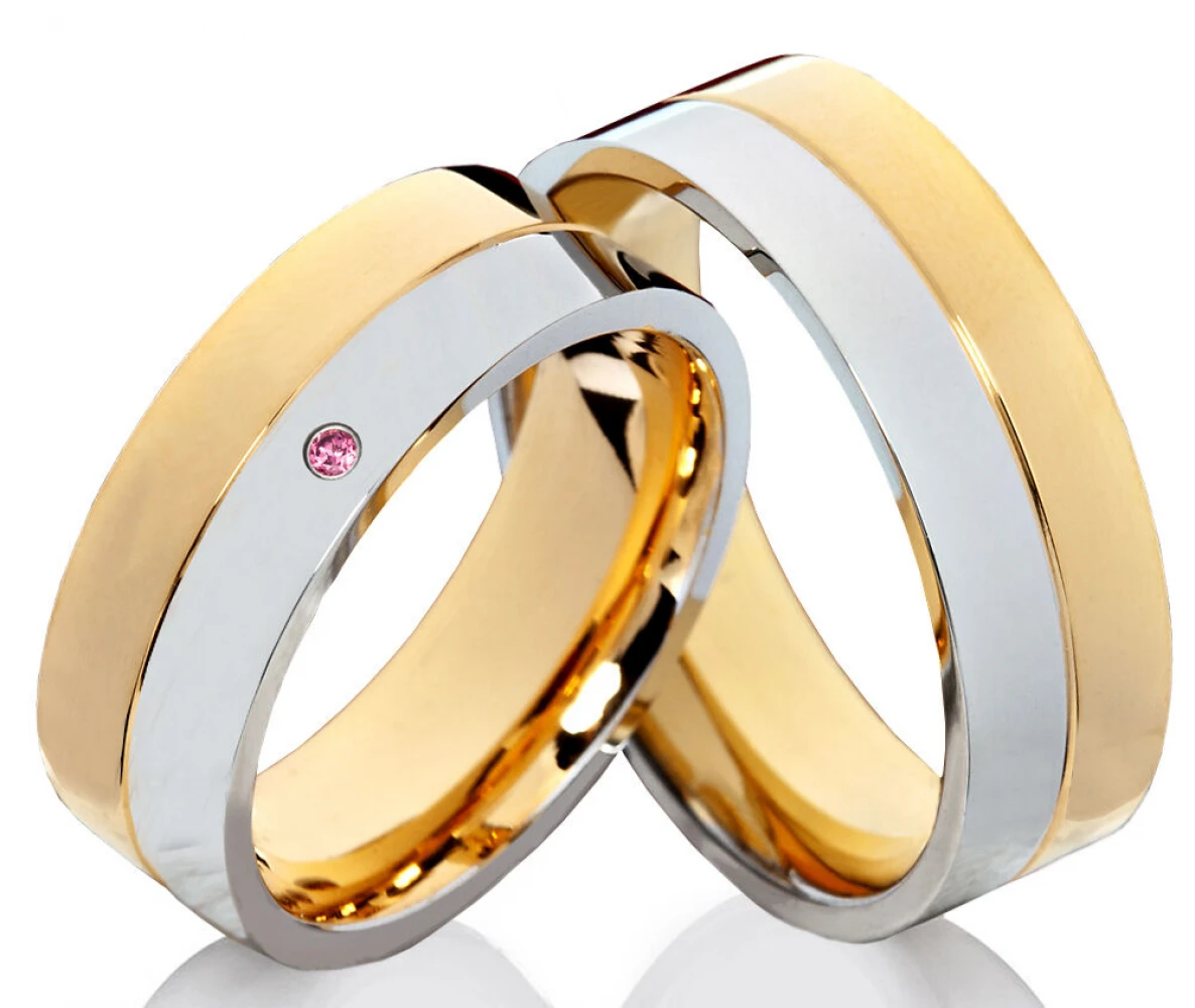 Partnerringe Trauringe Eheringe mit Rhodolit und Gravur PR83